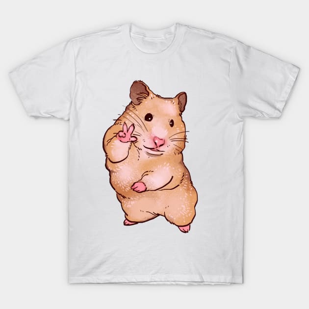 peace sign hamster smile for camera meme T-Shirt by mudwizard